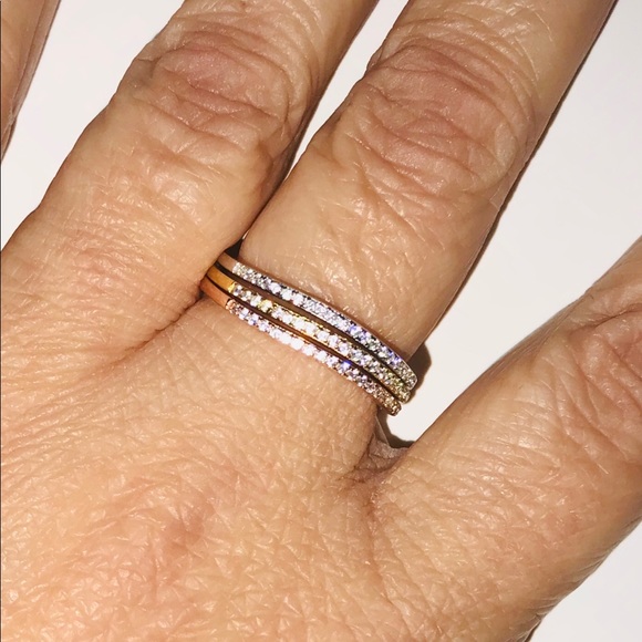 Three Tri-Color Sterling Silver Stackable Rings - Picture 2 of 5